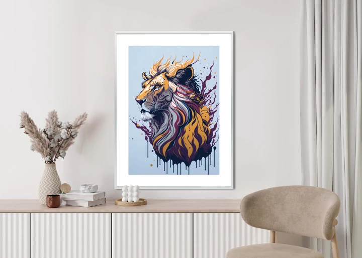 Plakat Lew Na Nowoczesnej Grafice