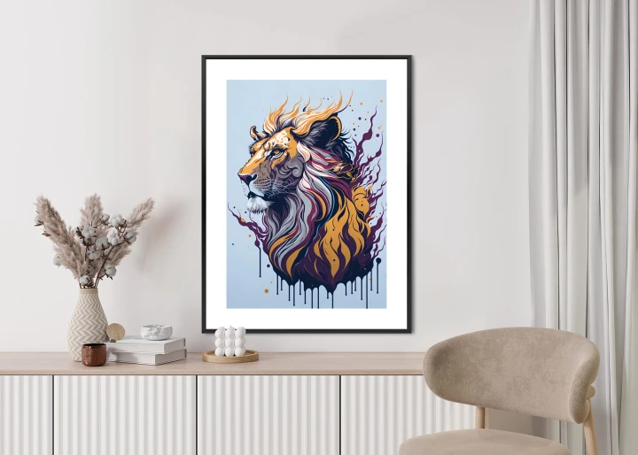 Plakat Lew Na Nowoczesnej Grafice
