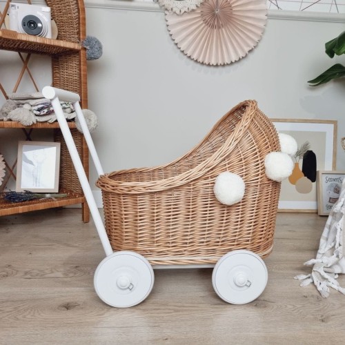 wiklinowy wózek dla lalek