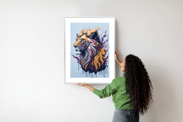 Plakat Lew Na Nowoczesnej Grafice