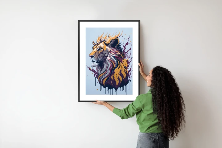 Plakat Lew Na Nowoczesnej Grafice