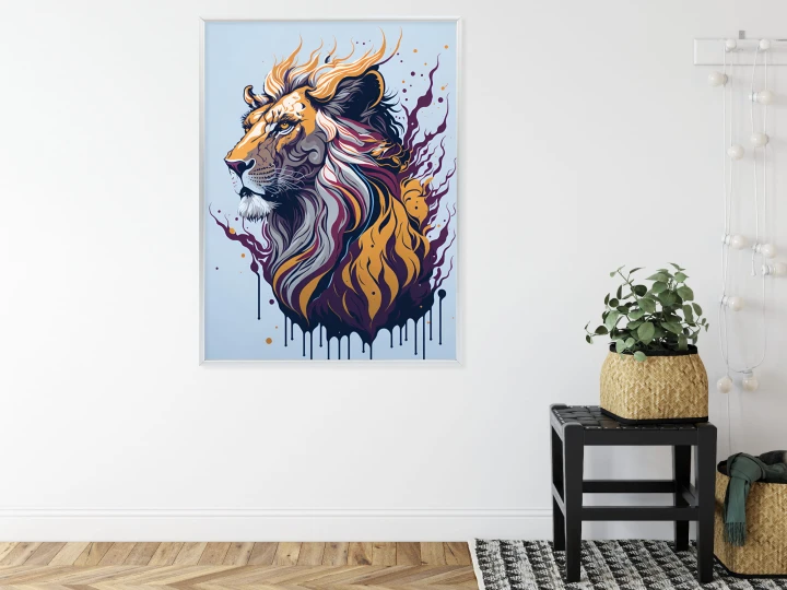 Plakat Lew Na Nowoczesnej Grafice