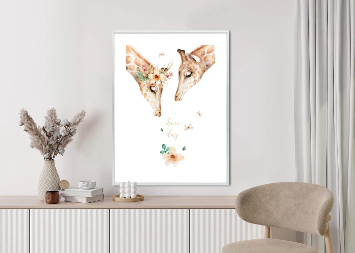Plakat Dwie Żyrafy Patrzące W Dół