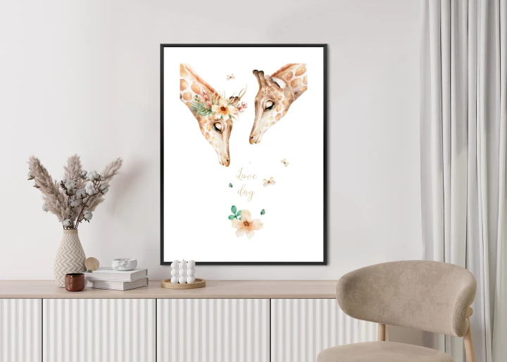 Plakat Dwie Żyrafy Patrzące W Dół