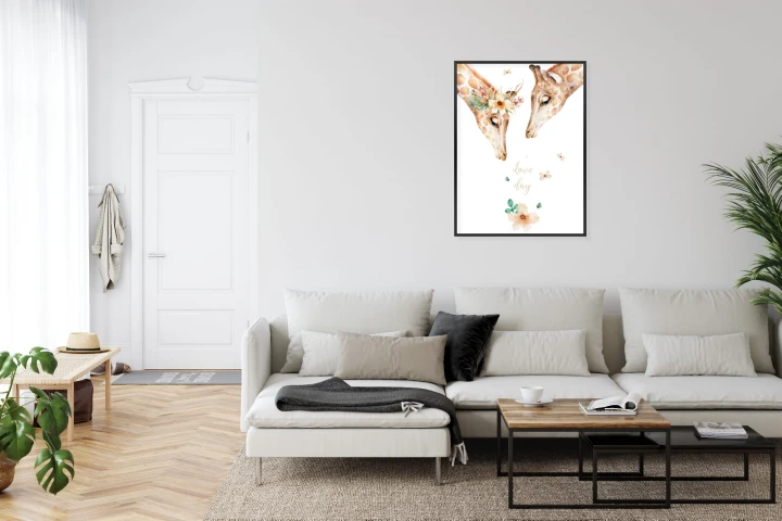 Plakat Dwie Żyrafy Patrzące W Dół