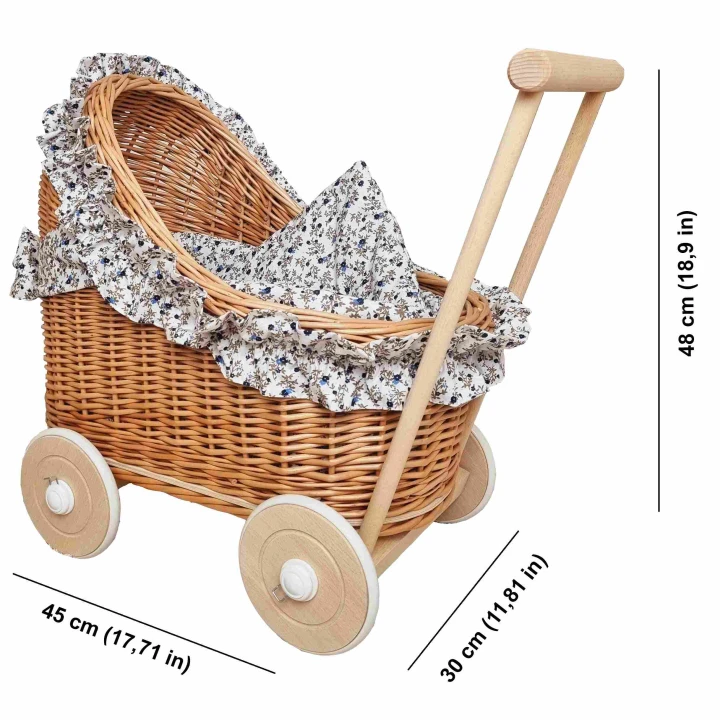 wiklinowy wózek dla lalek