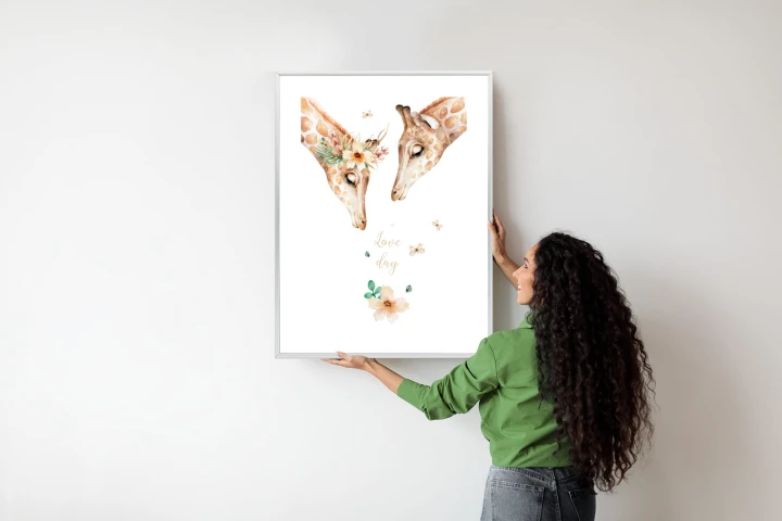 Plakat Dwie Żyrafy Patrzące W Dół