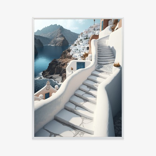 Plakat Urocza Grecka Architektura Na Santorini