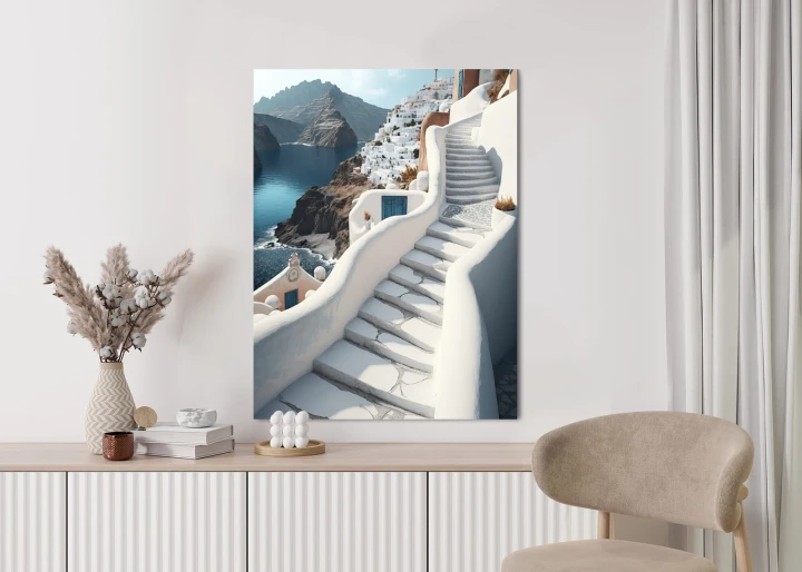 Plakat Urocza Grecka Architektura Na Santorini