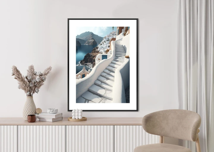 Plakat Urocza Grecka Architektura Na Santorini