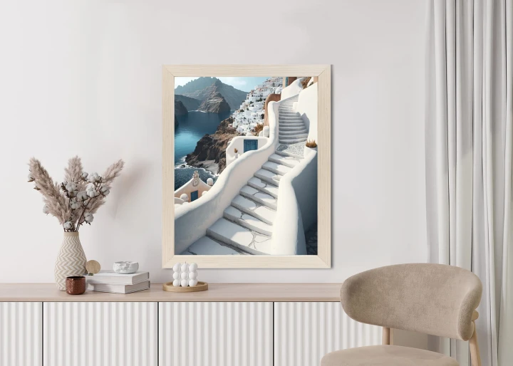 Plakat Urocza Grecka Architektura Na Santorini