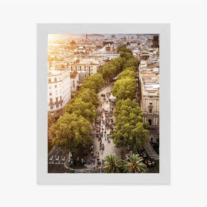 Plakat Widok Na La Rambla W Barcelonie O Zachodzie Słońca