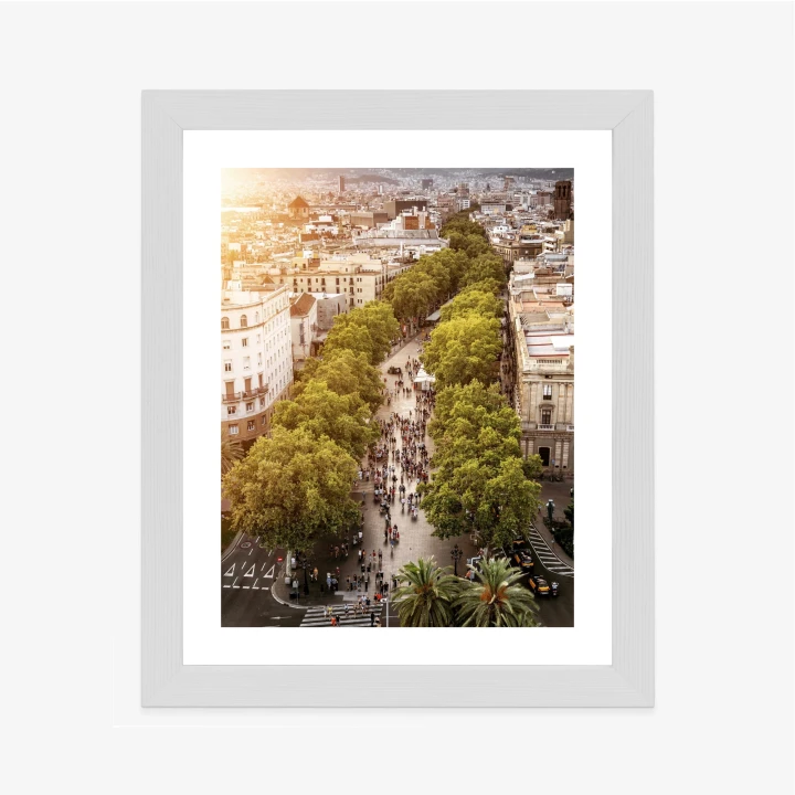 Plakat Widok Na La Rambla W Barcelonie O Zachodzie Słońca