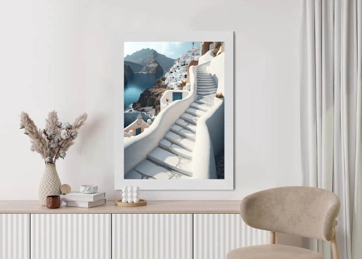 Plakat Urocza Grecka Architektura Na Santorini