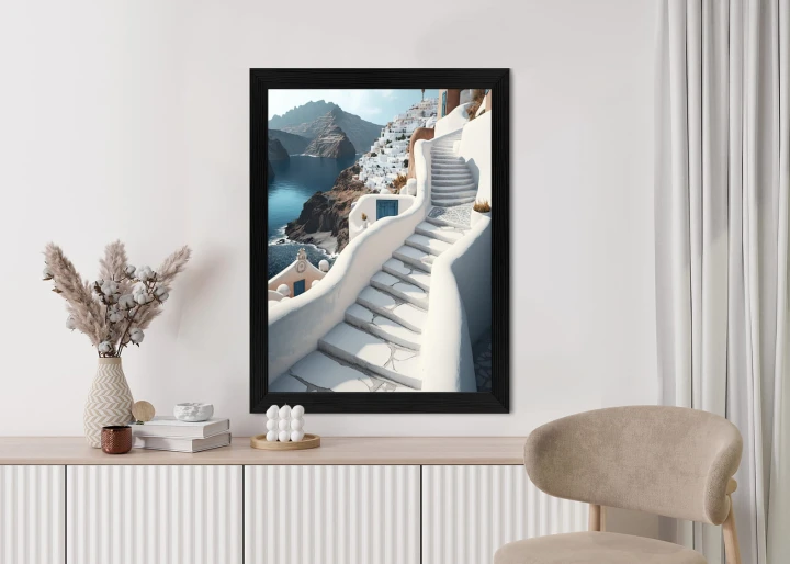 Plakat Urocza Grecka Architektura Na Santorini