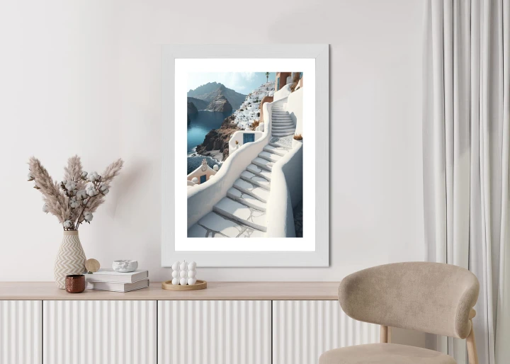 Plakat Urocza Grecka Architektura Na Santorini