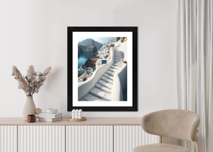 Plakat Urocza Grecka Architektura Na Santorini