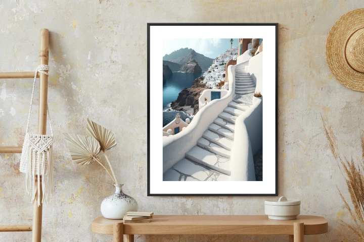 Plakat Urocza Grecka Architektura Na Santorini