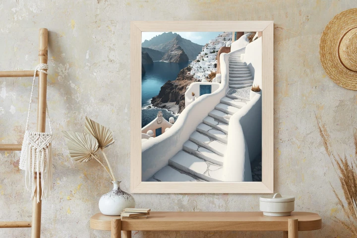 Plakat Urocza Grecka Architektura Na Santorini