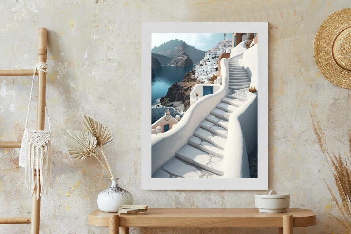 Plakat Urocza Grecka Architektura Na Santorini