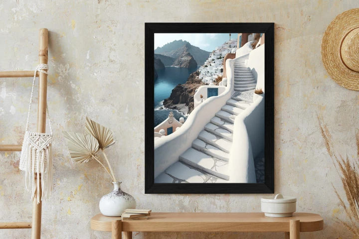 Plakat Urocza Grecka Architektura Na Santorini