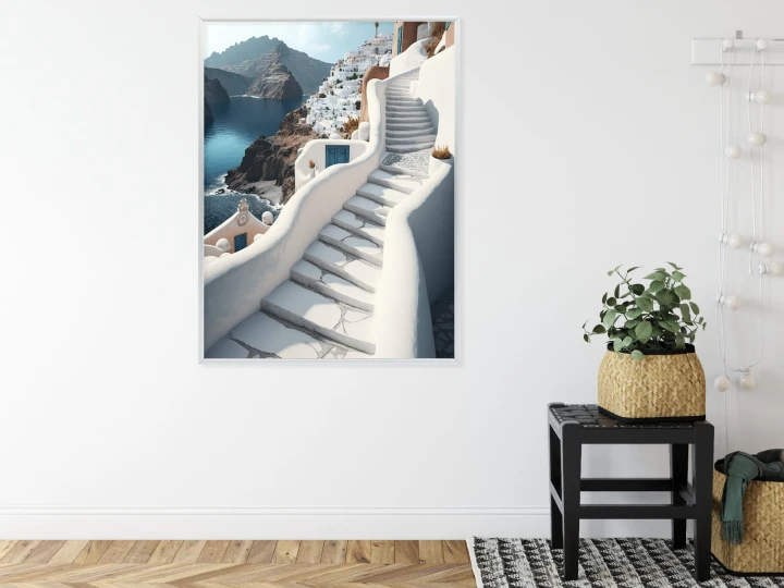Plakat Urocza Grecka Architektura Na Santorini