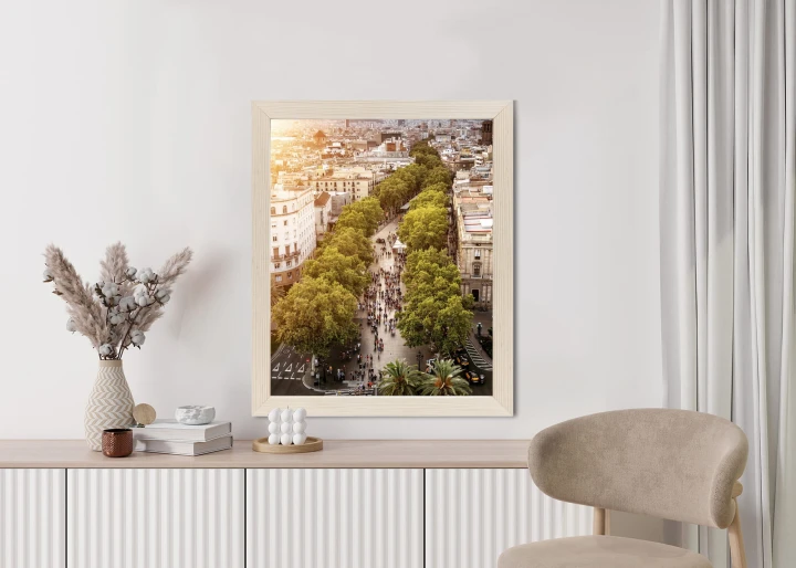 Plakat Widok Na La Rambla W Barcelonie O Zachodzie Słońca