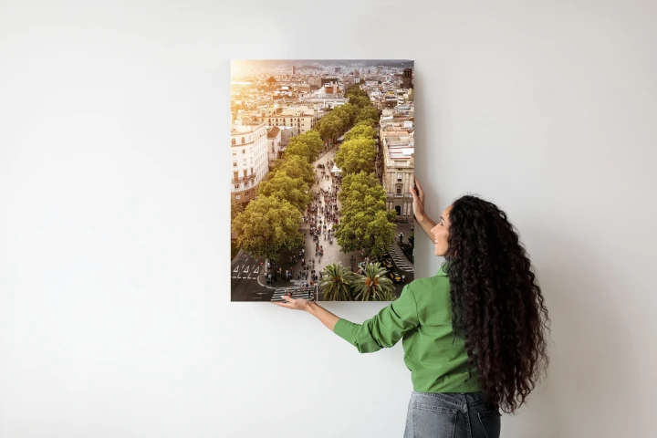 Plakat Widok Na La Rambla W Barcelonie O Zachodzie Słońca