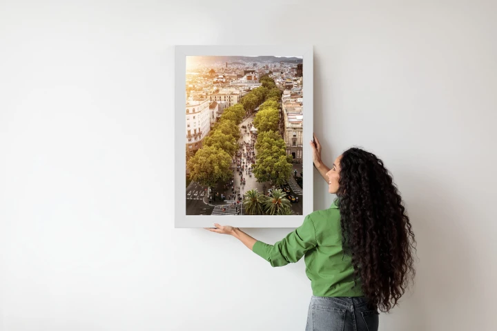 Plakat Widok Na La Rambla W Barcelonie O Zachodzie Słońca