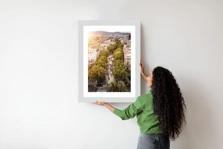 Plakat Widok Na La Rambla W Barcelonie O Zachodzie Słońca