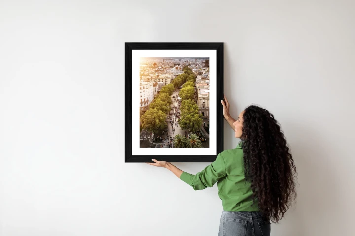 Plakat Widok Na La Rambla W Barcelonie O Zachodzie Słońca