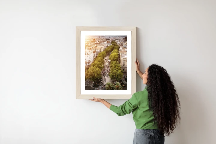 Plakat Widok Na La Rambla W Barcelonie O Zachodzie Słońca