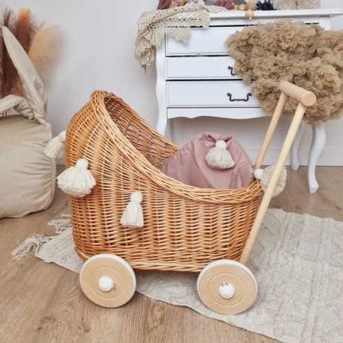 wiklinowy wózek dla lalek
