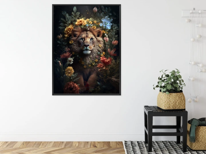 Plakat Portret Lwa Wśród Kwiatów