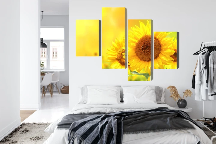 Obraz Wieloczęściowy Kwitnące Słoneczniki 3D