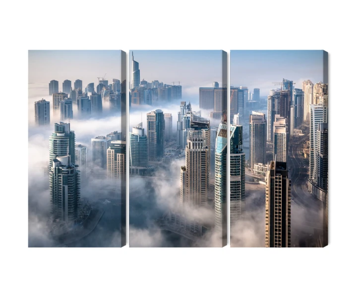 Obraz Wieloczęściowy Panorama Miasta Dubaj We Mgle