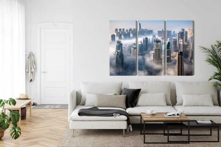 Obraz Wieloczęściowy Panorama Miasta Dubaj We Mgle
