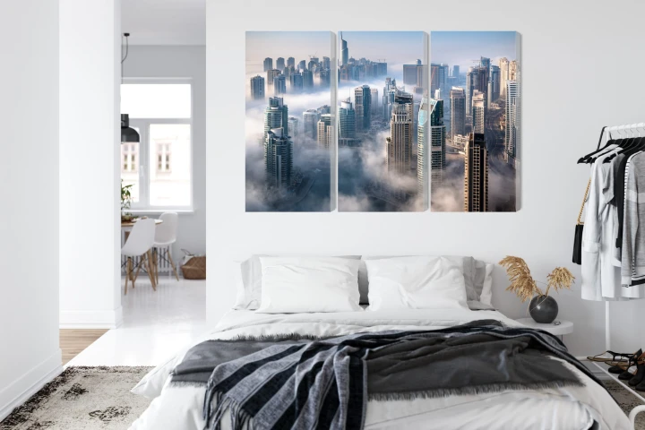 Obraz Wieloczęściowy Panorama Miasta Dubaj We Mgle