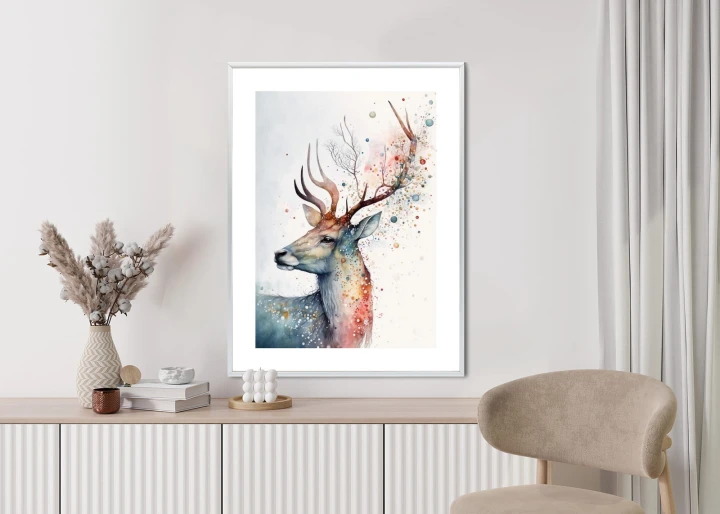 Plakat Portret Jelenia Malowany Farbami