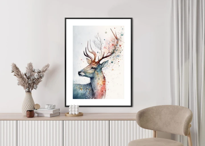 Plakat Portret Jelenia Malowany Farbami