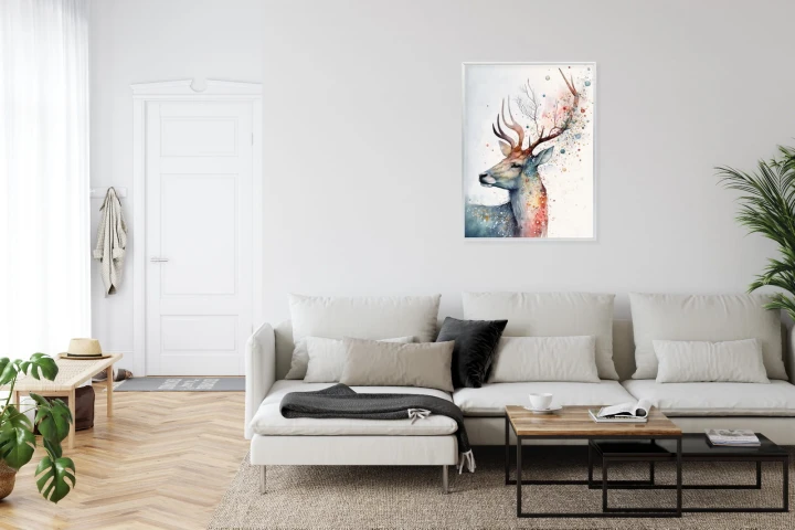 Plakat Portret Jelenia Malowany Farbami