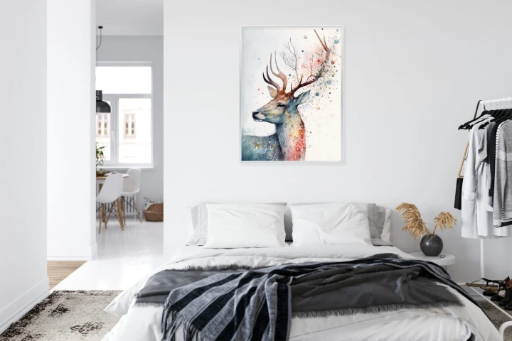 Plakat Portret Jelenia Malowany Farbami