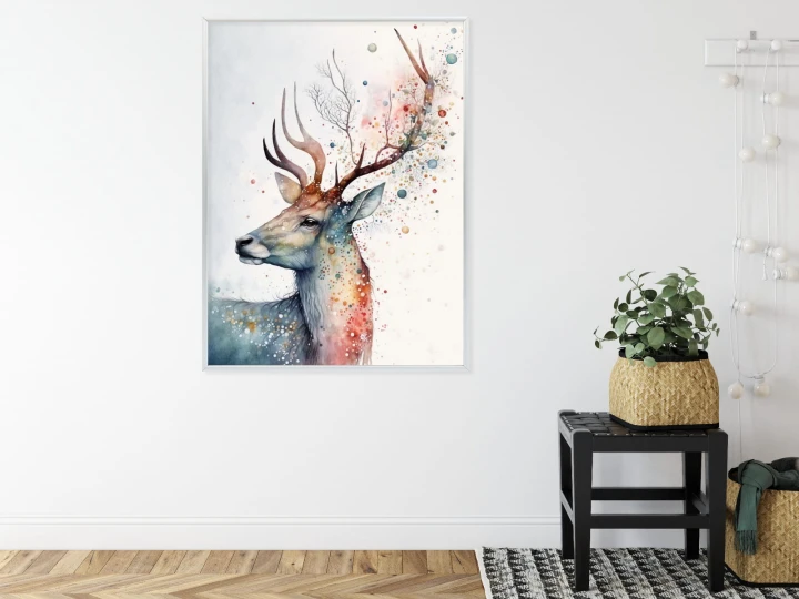 Plakat Portret Jelenia Malowany Farbami