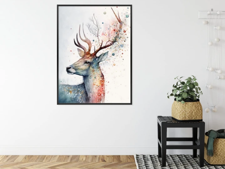 Plakat Portret Jelenia Malowany Farbami