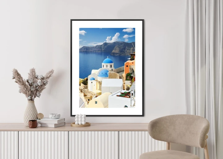 Plakat Widok Na Miasteczko Oia I Błękitne Morze