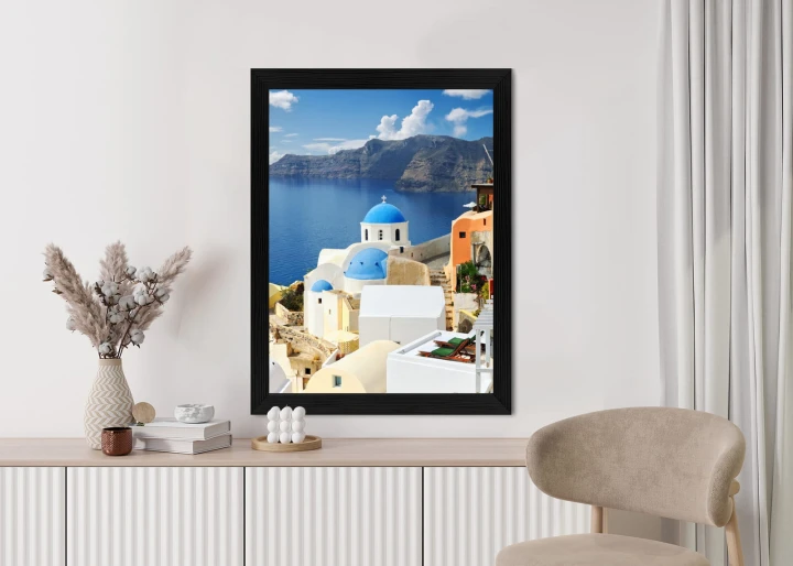 Plakat Widok Na Miasteczko Oia I Błękitne Morze