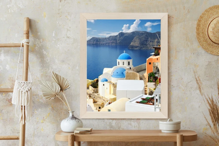 Plakat Widok Na Miasteczko Oia I Błękitne Morze