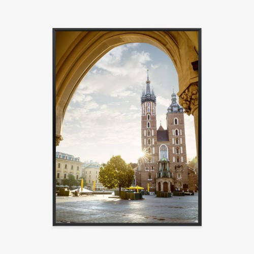 Plakat Widok Z Sukiennic Na Kościół Mariacki W Krakowie