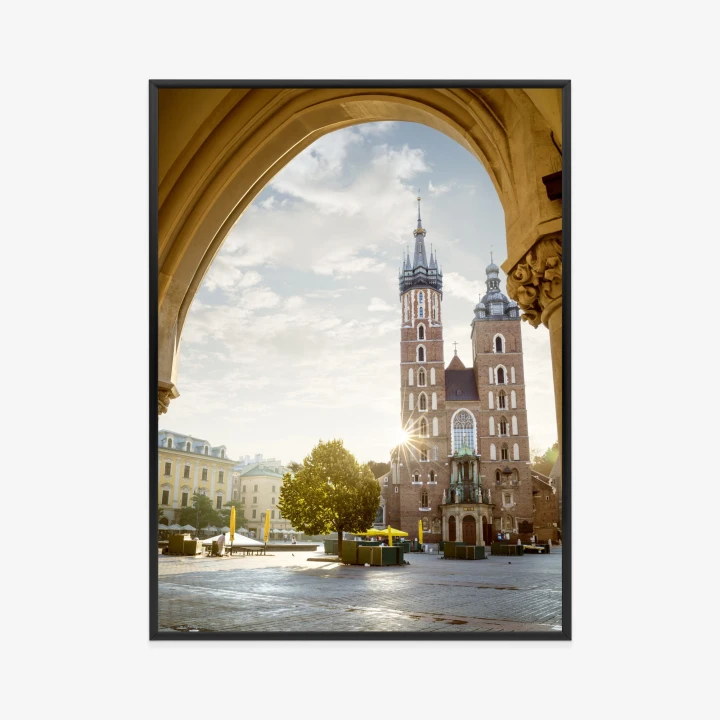 Plakat Widok Z Sukiennic Na Kościół Mariacki W Krakowie