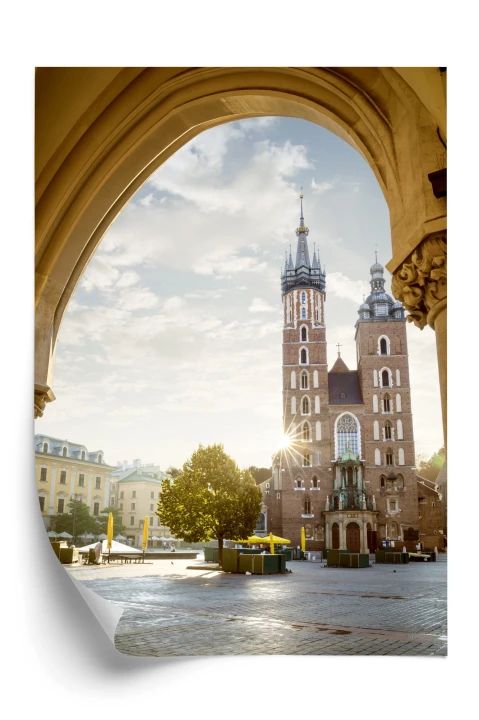 Plakat Widok Z Sukiennic Na Kościół Mariacki W Krakowie